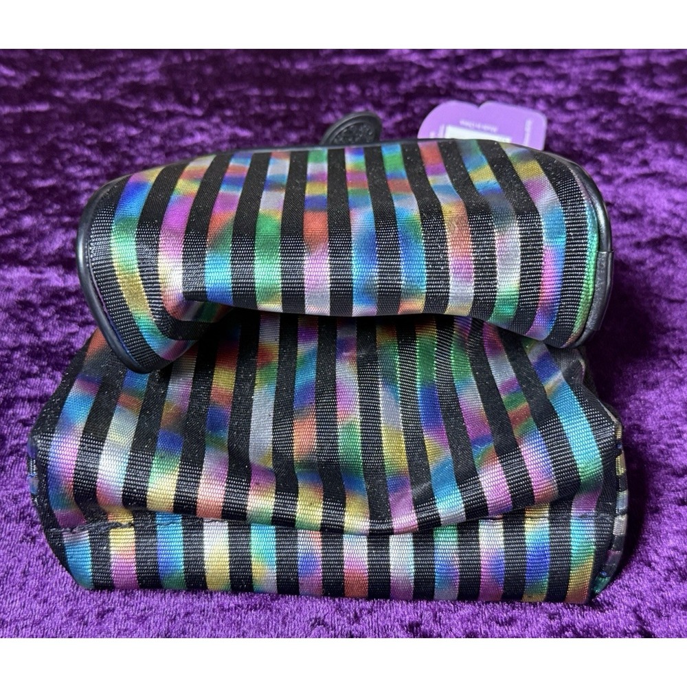 90s Y2K Vtg Lisa Frank Cosmetic Bag Lot Metallic Rainbow Striped Travel‎ Wallet - Picture 3 of 14